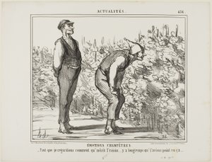 Følelser fra landskabet. "- Må se, hvordan vinen vokser ... har aldrig set det før ...", plade 436 fra Actualités af Honoré Victorin Daumier