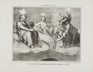 Selv planeterne ser med interesse på den berømte komets ankomst, planche 9 fra La Cométe De 1857 af Honoré Victorin Daumier
