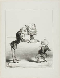 Fader Molé kommer med nytårsgaver til lille Thiers, planche 62 fra Actualités af Honoré Victorin Daumier