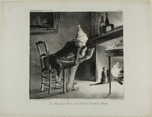 General Mortier, aftenen før slaget ved Waterloo, planche 456 af Honoré Victorin Daumier