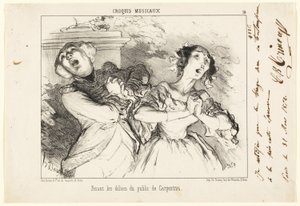 Giver publikum glæden ved Carpentras, plade 16 fra Croquis Musicaux af Honoré Victorin Daumier