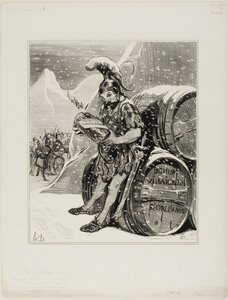Hannibals krydsning. Disse høje bjerge, hvor den toppede sne ligner en kæmpes hvide pande, skælver for at smede en vej, med en triumferende sang forvandlede Hannibal Alperne til cornichon. (Les Occidentals af Mr. Quinet), planche 28 fra Histoire Anci af Honoré Victorin Daumier