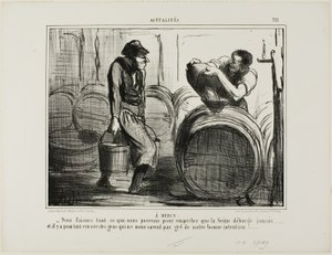 I Bercy. "Vi gør alt for at undgå, at Seinen flyder over ... og der er stadig folk, der sætter spørgsmålstegn ved vores gode intentioner," siger plate 321 fra Actualités. af Honoré Victorin Daumier
