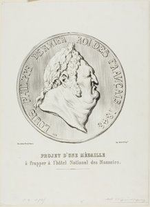 Louis-Philippe, den sidste franske konge 1848. Design til en medalje, der skal fremstilles af den nationale mønt. af Honoré Victorin Daumier