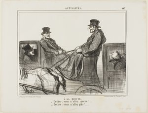 Betalt pr. minut. "- Chauffør, du bevæger dig næsten ikke! - Chauffør, du bevæger dig slet ikke!", plade 447 fra Actualités af Honoré Victorin Daumier