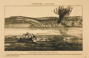 Filosofiske overvejelser fra en elsker af stille fornøjelser. At flyde på ryggen i en time i en stille biflod til Marne med lidt vand, nogle åkander og masser af frøer: det er det, der gør en mand lykkelig! fra Les Baigneurs af Honoré Victorin Daumier