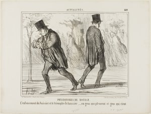 Fysiognomi på børsen. Baissierens fortvivlelse og haussierens triumf - eller gråd og latter, plade 440 fra Actualités af Honoré Victorin Daumier