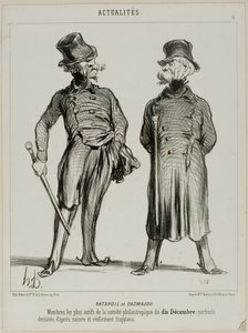 Ratapoil og Casmajou. De mest aktive medlemmer af det filantropiske selskab den 10. december: portrætterne er hentet fra naturen og har en slående lighed, planche seks fra Actualités af Honoré Victorin Daumier