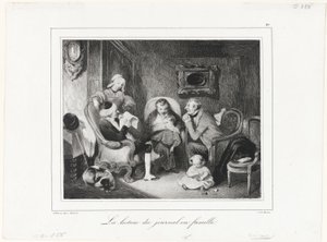 Læsning af avisen i familiekredsen af Honoré Victorin Daumier