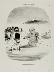 Afslapning under hundedagene, tallerken 33 fra Les Bons Bourgeois af Honoré Victorin Daumier