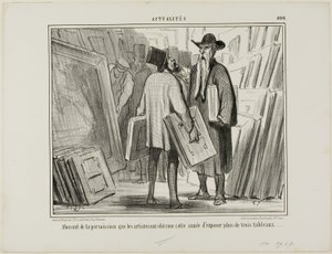 Nogle kunstnere udnytter dette års tilladelse til at udstille mere end tre malerier, plade 400 fra Actualités af Honoré Victorin Daumier
