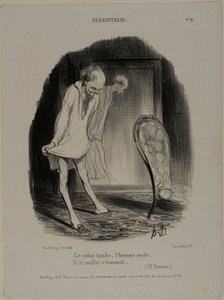 Bomuldskjolen falder, manden bliver tilbage, og kalven falmer (J.B. Rousseau), planche 10 fra Coquetterie af Honoré Victorin Daumier