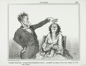 Diamant-hypnotisøren. Et nyt tidsfordriv ved aftenfester - eller hvordan man kan have det sjovt og få nogen til at skele, uden at få problemer, plade 134 fra Actualités af Honoré Victorin Daumier