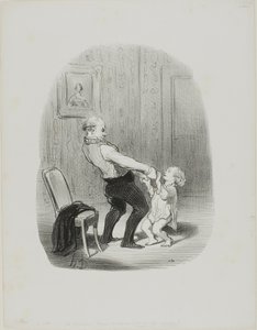 The First Dance Lession, fra Les Papas af Honoré Victorin Daumier