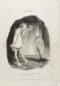 Kjolen falder, manden bliver tilbage, og benene ryster. (J.B. Rousseau), planche 10 fra Coquetterie af Honoré Victorin Daumier