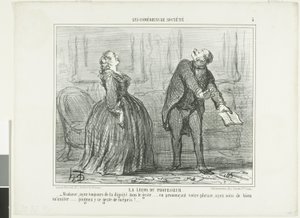 Professorens lektie, planche fem fra Les Comédiens de Société af Honoré Victorin Daumier