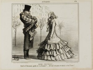 Den nye mode. Hvem er manden, hvem er kvinden... gæt, hvis du kan, og vælg, hvis du tør, plade 270 fra Actualités af Honoré Victorin Daumier