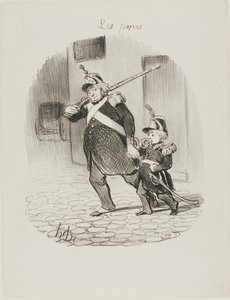 Dagen for den store parade, planche 6 fra Les Papas af Honoré Victorin Daumier