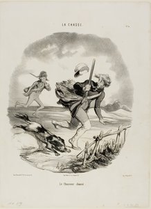 Den jagede jæger, planche 4 fra La Chasse af Honoré Victorin Daumier