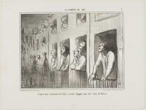Gaderne i Paris begynder at se sådan ud hver aften, planche 7 fra La Cométe De 1857 af Honoré Victorin Daumier