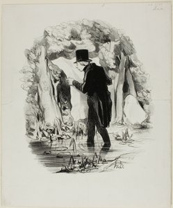 Dette er, hvor forelæsningen i Constitutionnel kan føre dig hen, planche 8 fra Pastorales af Honoré Victorin Daumier