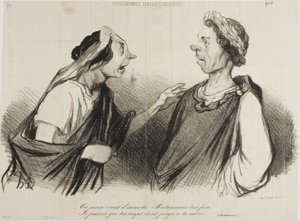 "Din hånd kommer for at dræbe Britannicus, din bror. Jeg forudser, at dine slag snart vil ramme din mor," planche 7 fra Physionomies Tragico-Classiques af Honoré Victorin Daumier