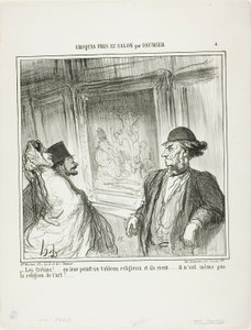 "Sikke nogle idioter! Du maler et religiøst billede for dem, og de griner.... de har ikke engang en hengivenhed for kunst!...", plade 4 fra Croquis Pris Au Salon par Daumier af Honoré Victorin Daumier
