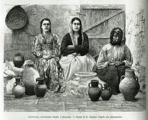 Kristne, oliehandlere i Jerusalem. Indgravering af H.Chapuis, til illustration af La Syria d