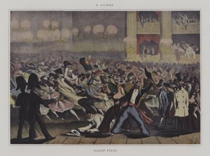 Galopfinale (farve litho) af Honore (after) Daumier