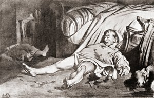 Le Massacre de la rue Transnonain, fra litografiet af Honore Daumier, fra The Print-Collector