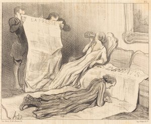 Abonnenter modtager deres avis... af Honoré Daumier