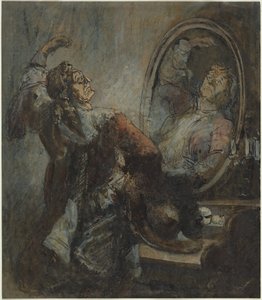 Skuespiller poserer foran et spejl af Honore Daumier