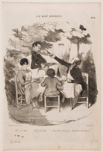 Ah, den er frisk, den er frisk! ... Lugt selv til den, tjener, siger De, at den er frisk? ... af Honoré Daumier
