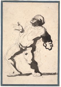 En skuespiller (pen & blæk og vask på papir) af Honoré Daumier