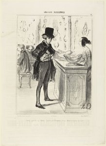 At have mistet sin halve kop ved domino og sin pung på gaden, nummer 12 fra serien Émotions Parisiennes fra Le Charivari af Honoré Daumier