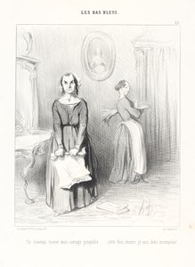 Denne avis finder mit værk ynkeligt... endnu en gang bliver jeg altså misforstået! Tavle 38 fra serien De lærde kvinder fra tidsskriftet Le Charivari af Honoré Daumier