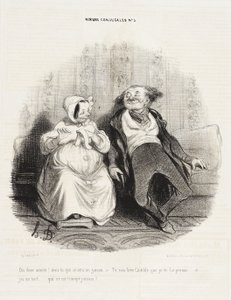 Sig mig, skat! Tror du, det bliver en dreng? af Honoré Daumier