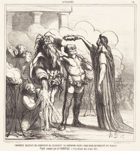 Empedokles modtager... guddommelig hæder... af Honoré Daumier