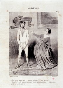Uddrag fra avisen "" Le Charivari""" Serie "" Les Bas Bleus"" En kvinde som mig... aflevere en knap? ... du er skør! ... 23. maj af Honoré Daumier