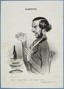 Vent! Servitrice, jeg foretrækker grøntsagerne glatbarberede. af Honoré Daumier