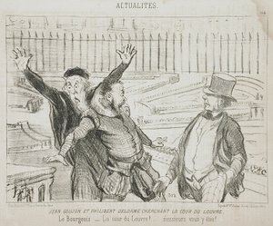 Jean Goujon og Philibert Delorme på jagt efter Louvres gård af Honoré Daumier
