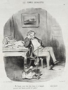 Min kone bliver meget længe ved denne banket... af Honoré Daumier