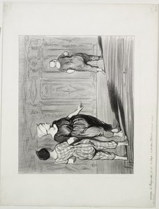 De badende, plade 15: Det er hende igen, en smuk mode, Madame Coquardeau! af Honoré Daumier