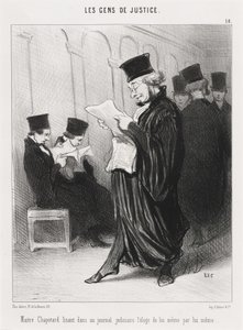 Mester Chapotard læser... lovprisningen af sig selv... af Honoré Daumier