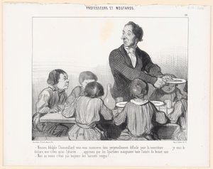 Hr. Adolphe Chamouillard, De vil altså bestandig være vanskelig med maden ... jeg erklærer Dem, De er kun en sybarit ... lær, at spartanerne spiste sort suppe hele året ... - Men i det mindste var det af Honoré Daumier