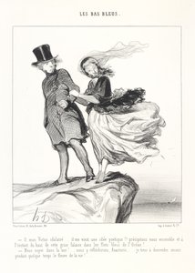 Åh, min tilbedte Victor ... Jeg får en poetisk idé!! Lad os styrte os sammen og straks fra toppen af denne grå klippe ned i Oceanets blå bølger! ... Drukne os i havet! ... Vi vil tænke over det, Anastasie, ... jeg insisterer på at gå længere ned af Honoré Daumier