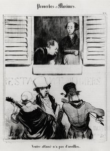 Ordsprog og maksimer: sulten mave har ingen ører. Illustration af Honore Daumier (1808-1879). Karikatur 1800-tallet, Musee Carnavalet, Paris. af Honoré Daumier
