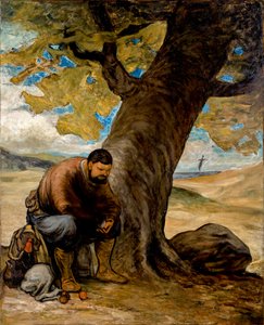 Sancho Pansa, der hviler sig under et træ af Honoré Daumier