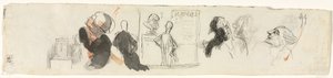Skitser af forskellige figurer (verso) af Honoré Daumier