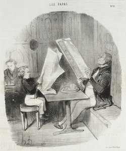 Et barn, der morer sig med lidt. Le Constitutionnel er nok for ham hele aftenen af Honoré Daumier